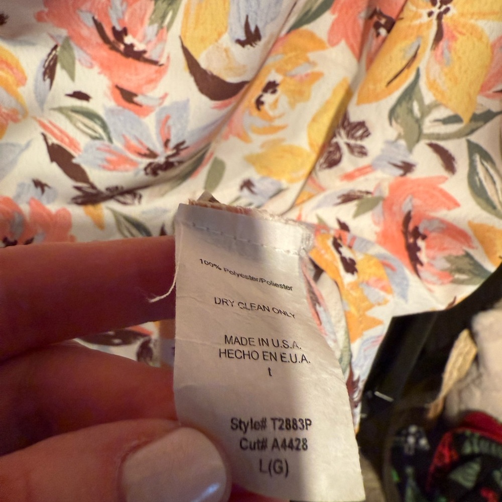 Ruffled Mock-Neck Floral Blouse - White with Yellow & Pink - Picture 3 of 5
